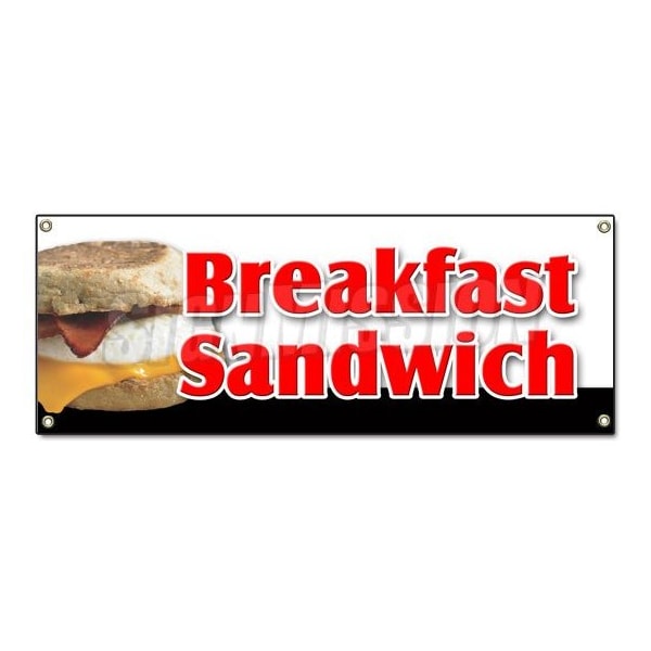 BREAKFAST SANDWICH BANNER SIGN sausage bacon bagel croissant cheese muffin